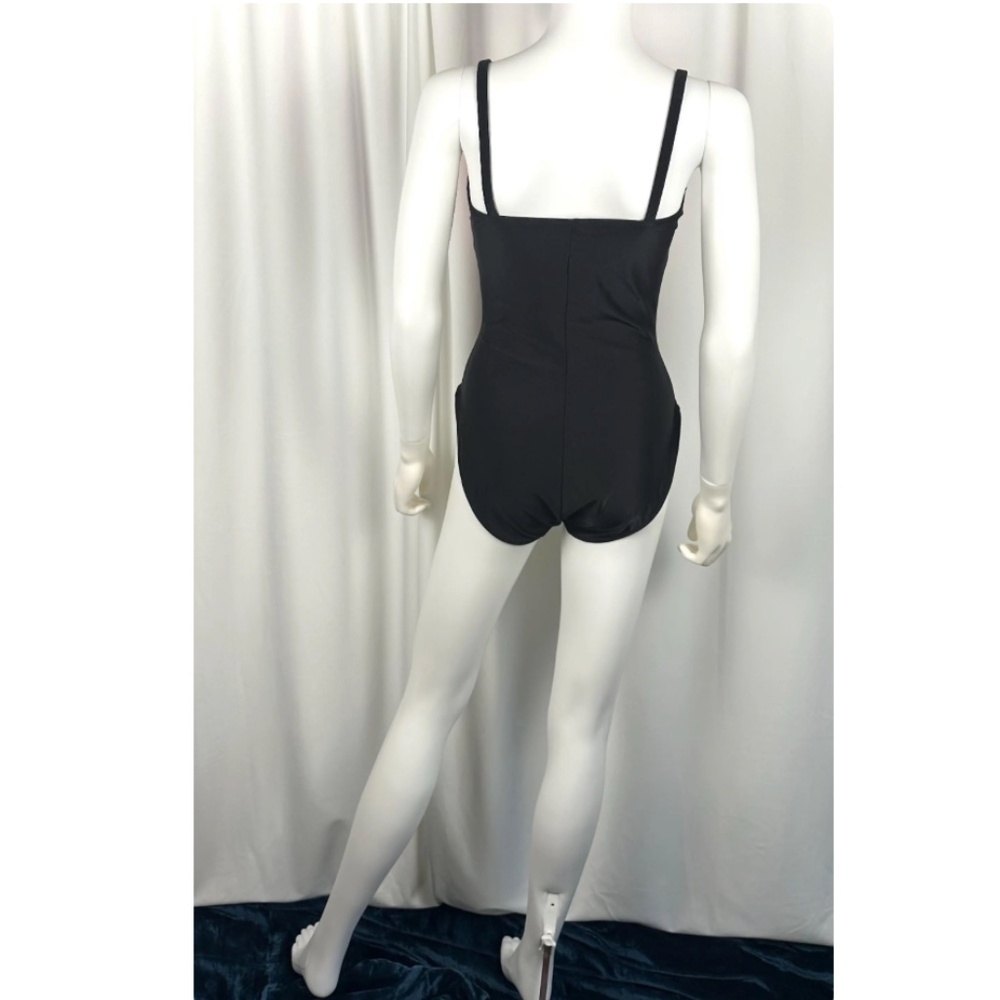 Vintage 1980’s ‘La Blanca’ Hot Pink + Black Rushed One Piece Bathing Suit • L/XL - Picture 9 of 10